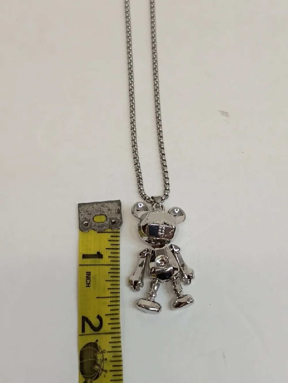 Silver Teddy Bear Pendant Necklace Cute Y2K Charm Chain Unisex